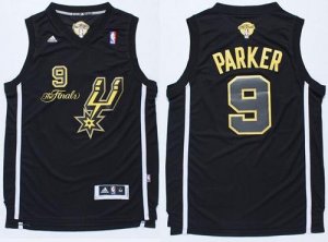 Jerseys Factory Cheap Spurs #9 Tony Parker Black(Gold No.) Champ