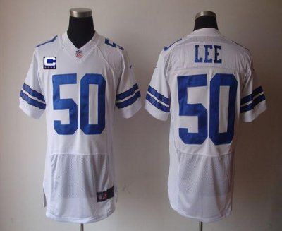 Jerseys Factory Cheap Nike Cowboys #50 Sean Lee WhiteWith C Patc