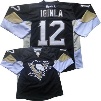 Jerseys Factory Cheap Penguins #12 Jarome Iginla Black Embroider