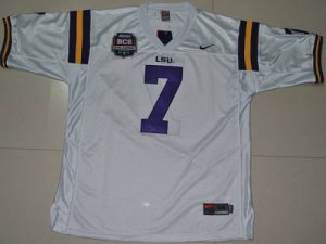 Jerseys Factory Cheap LSU Tigers #7 Tyrann Mathieu White 2012 BC