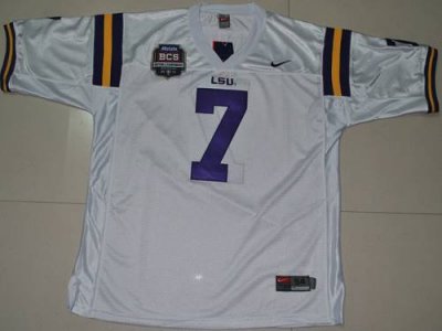 Jerseys Factory Cheap LSU Tigers #7 Tyrann Mathieu White 2012 BC