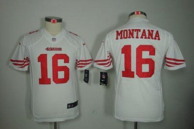 Jerseys Factory Cheap Nike 49ers #16 Joe Montana White Youth Emb