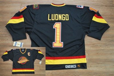 Jerseys Factory Cheap Canucks #1 Roberto Luongo Embroidered Blac