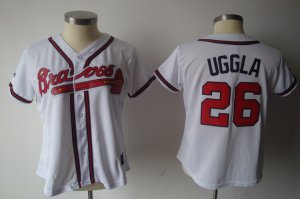 Jerseys Factory Cheap Braves #26 Dan Uggla White Women's Fashion
