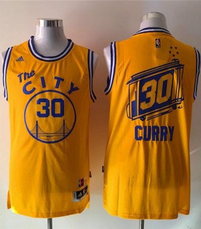 Jerseys Factory Cheap Warriors #30 Stephen Curry Gold Throwback