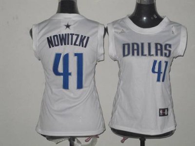Jerseys Factory Cheap Mavericks #41 Dirk Nowitzki White Women Fa