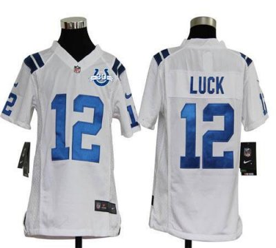Jerseys Factory Cheap Nike Colts #12 Andrew Luck White With 30TH