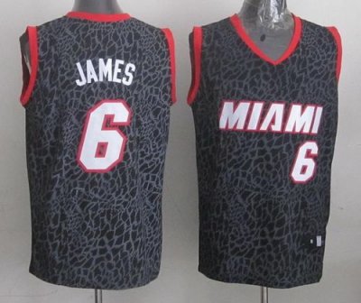 Jerseys Factory Cheap Heat #6 LeBron James Black Crazy Light Sti