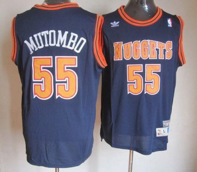 Jerseys Factory Cheap Nuggets #55 Dikembe Mutombo Dark Blue Swin