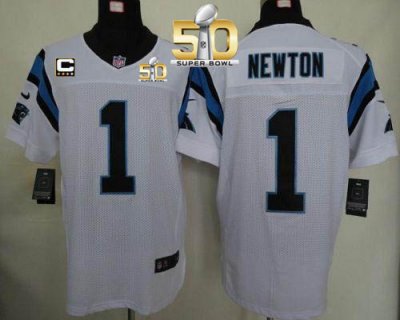 Jerseys Factory Cheap Nike Panthers #1 Cam Newton White With C P