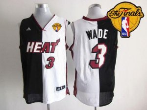Jerseys Factory Cheap Heat #3 Dwyane Wade Black/White Split Fash