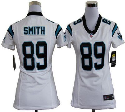 Jerseys Factory Cheap Nike Panthers #89 Steve Smith White Women'