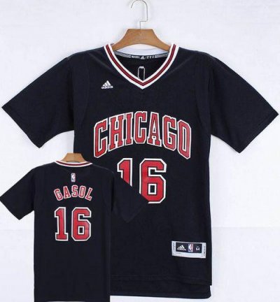 Jerseys Factory Cheap Bulls #16 Pau Gasol Black Short Sleeve Sti