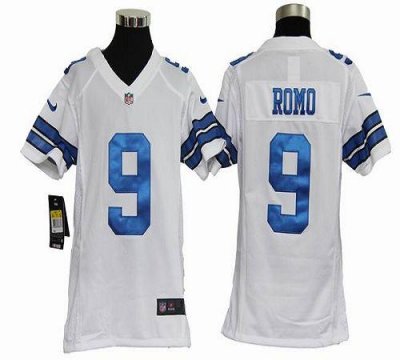 Jerseys Factory Cheap Nike Cowboys #9 Tony Romo White Youth Embr