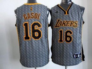 Jerseys Factory Cheap Lakers #16 Pau Gasol Grey Static Fashion S