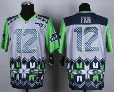 Jerseys Factory Cheap Nike Seahawks #12 Fan Grey Men's Stitched