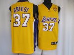 Jerseys Factory Cheap Lakers #37 Ron Artest Embroidered Yellow F