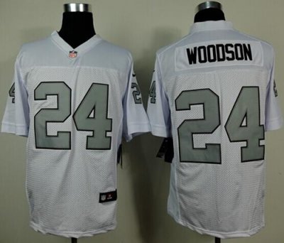 Jerseys Factory Cheap Nike Raiders #24 Charles Woodson White Sil