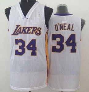 Jerseys Factory Cheap Lakers #34 Shaquille O'Neal White New Thro