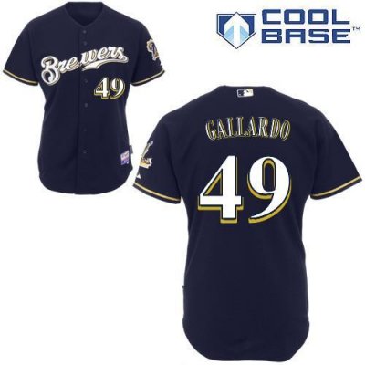Jerseys Factory Cheap Brewers #49 Yovani Gallardo Blue Cool Base