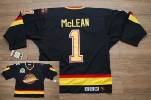 Jerseys Factory Cheap Canucks #1 Kirk Mclean Embroidered Black C