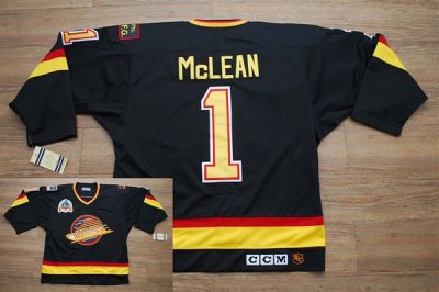 Jerseys Factory Cheap Canucks #1 Kirk Mclean Embroidered Black C