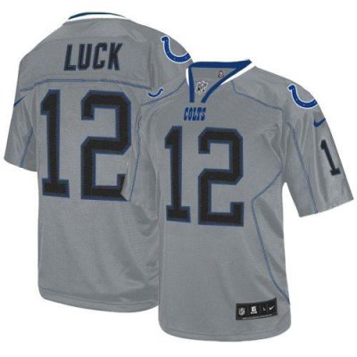 Jerseys Factory Cheap Nike Colts #12 Andrew Luck Lights Out Grey