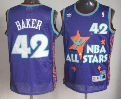 Jerseys Factory Cheap Bucks #42 Vin Baker Purple 1995 All Star T
