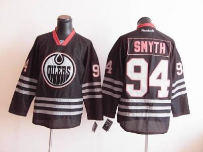 Jerseys Factory Cheap Oilers #94 Ryan Smyth Black Ice Embroidere