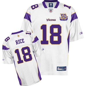 Jerseys Factory Cheap Vikings #18 Sidney Rice White Team 50TH Pa