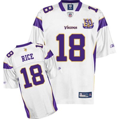 Jerseys Factory Cheap Vikings #18 Sidney Rice White Team 50TH Pa