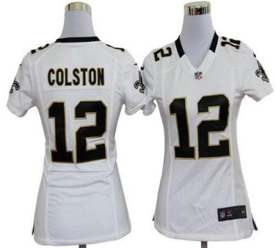 Jerseys Factory Cheap Nike Saints #12 Marques Colston White Wome