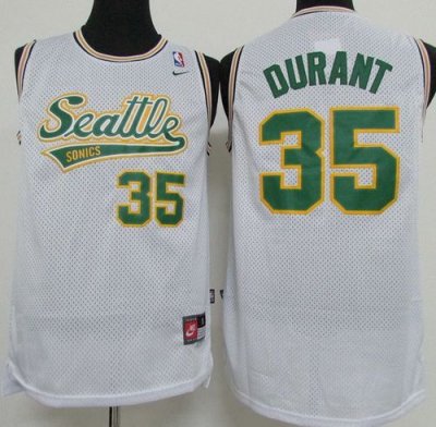 Jerseys Factory Cheap Thunder #35 Kevin Durant White Throwback S