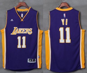Jerseys Factory Cheap Lakers #11 Yi Jianlian Purple Stitched NBA