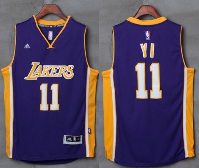 Jerseys Factory Cheap Lakers #11 Yi Jianlian Purple Stitched NBA