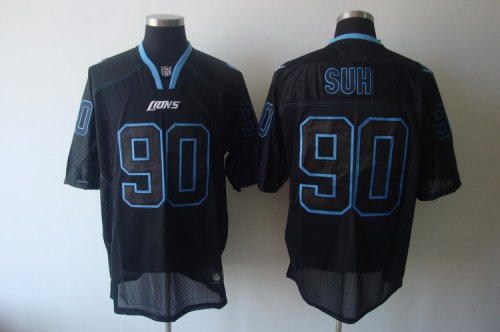 Jerseys Factory Cheap Lions #90 Ndamukong Suh Lights Out Black S