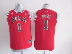 Jerseys Factory Cheap Bulls #1 Derrick Rose Red Embroidered Yout