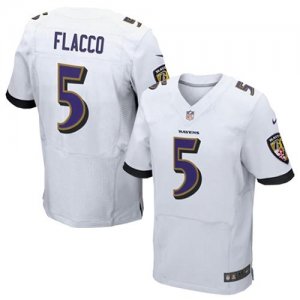 Jerseys Factory Cheap Nike Ravens #5 Joe Flacco White Men's Stit