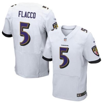 Jerseys Factory Cheap Nike Ravens #5 Joe Flacco White Men's Stit