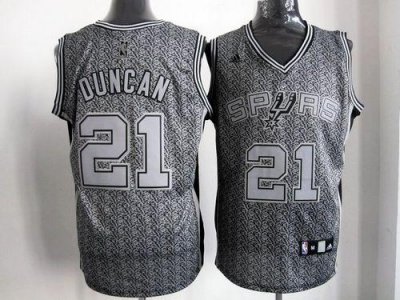 Jerseys Factory Cheap Spurs #21 Tim Duncan Grey Static Fashion S