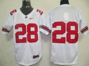 Jerseys Factory Cheap Buckeyes #28 White Embroidered NCAA Jersey