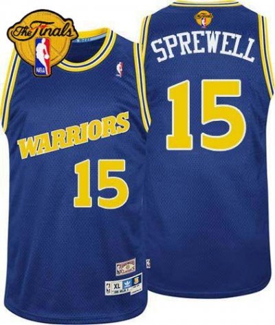 Jerseys Factory Cheap Warriors #15 Latrell Sprewell Blue Throwba