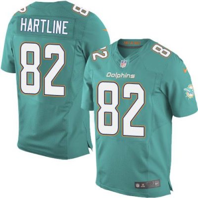 Jerseys Factory Cheap Nike Dolphins #82 Brian Hartline Aqua Gree