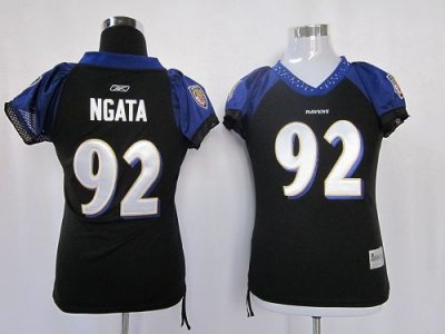 Jerseys Factory Cheap Ravens #92 Haloti Ngata Black Women's Fiel