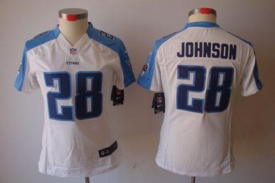 Jerseys Factory Cheap Nike Titans #28 Chris Johnson White Women'
