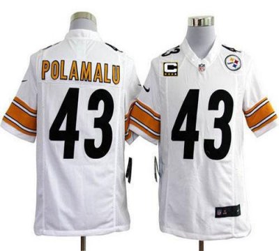 Jerseys Factory Cheap Nike Steelers #43 Troy Polamalu White With