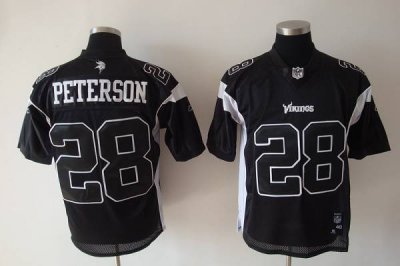 Jerseys Factory Cheap Vikings #28 Adrian Peterson Black Shadow S