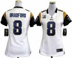 Jerseys Factory Cheap Nike Rams #8 Sam Bradford White With C Pat