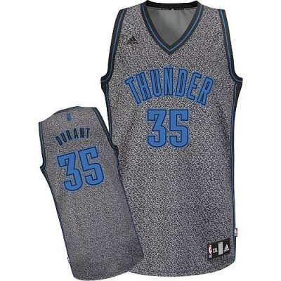 Jerseys Factory Cheap Thunder #35 Kevin Durant Grey Static Fashi