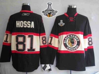 Jerseys Factory Cheap Blackhawks #81 Marian Hossa Embroidered Bl